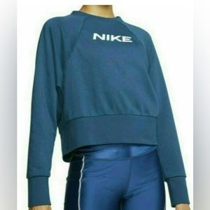 Nike Dri fit cropped crew neck sweatshirt teal Sz 1x